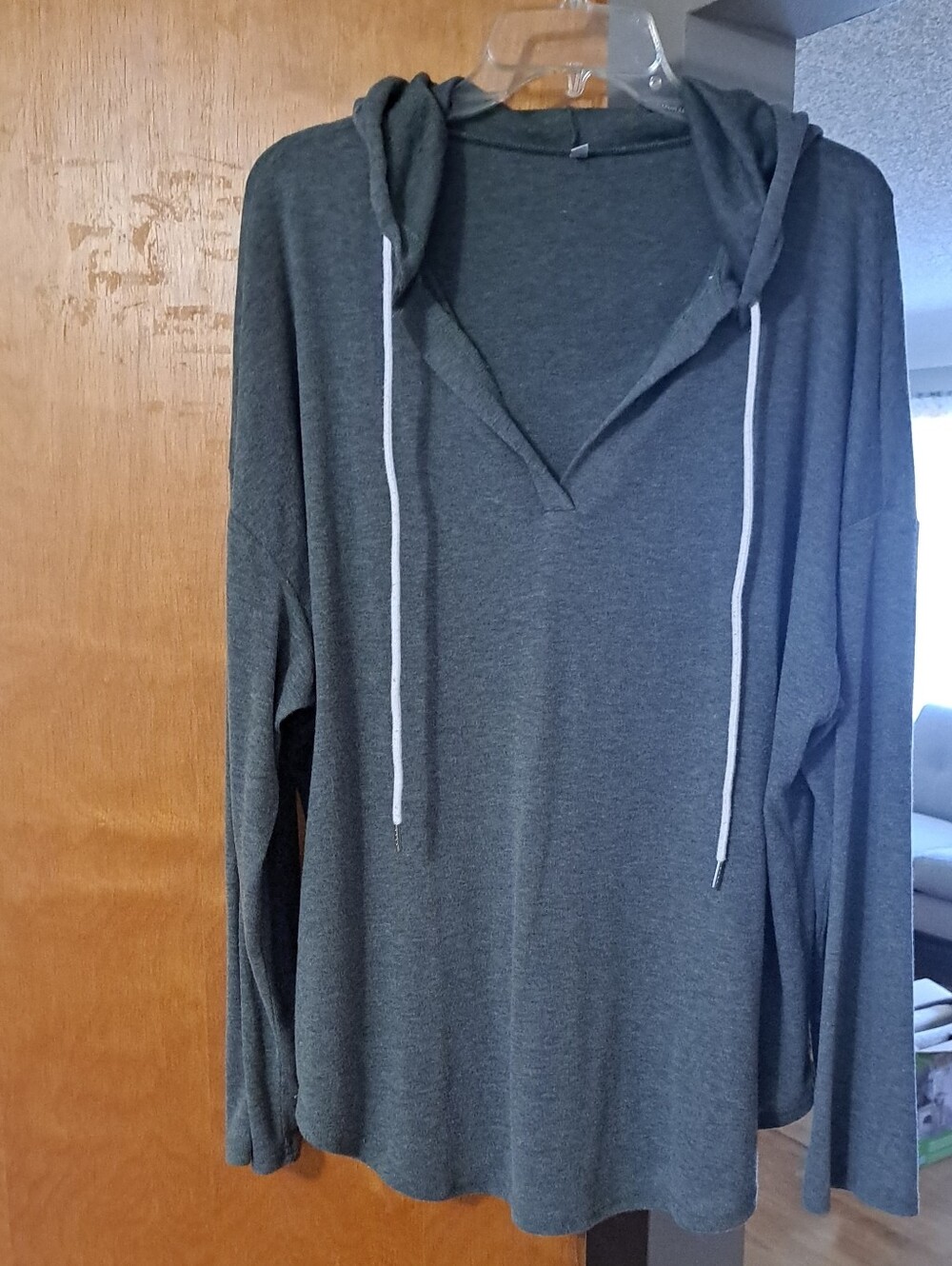 NWOT Lightweight, Super Soft Hooded Pullover - Grayish Green